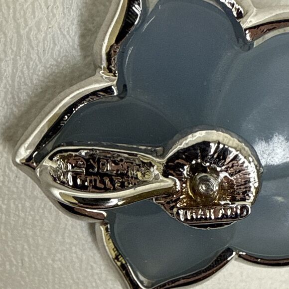 Nolan Miller Crystal French Blue Flower Slide Pendant Enhancer Silver Tone Vtg - Picture 7 of 7